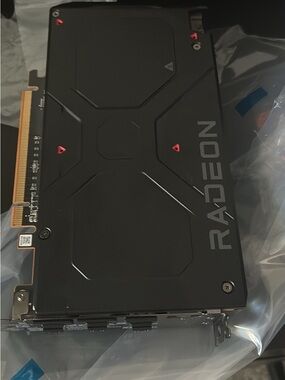 AMD Radeon Black Graphics Card with Red Accents